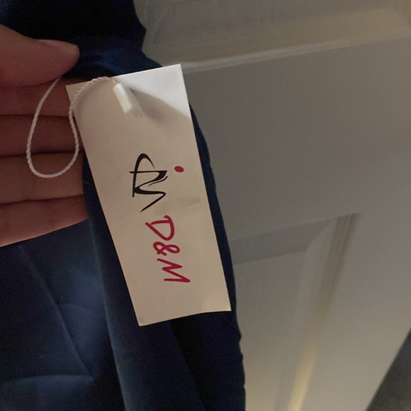 Cow neck satin midi dress navy blue - Picture 3 of 3